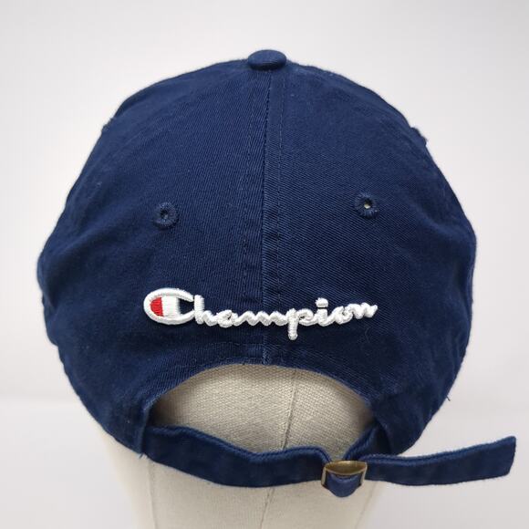 Champion C Logo Slideback Hat Blue One Size Embroidered Vent Holes - Picture 6 of 9